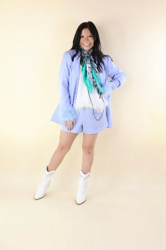 BuddyLove | Elle Feather Trim Blazer in Blue