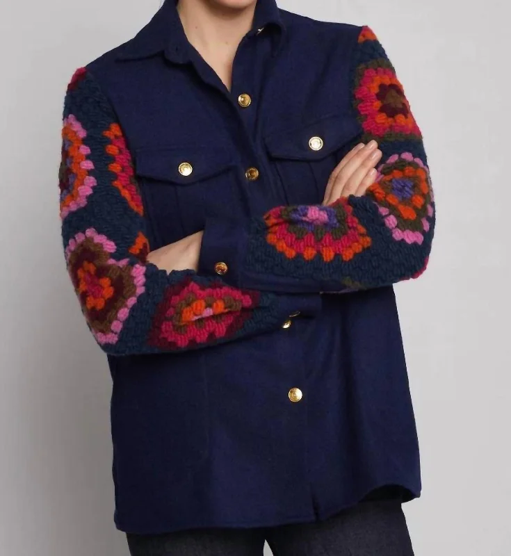 Federica Crochet Jacket In Navy