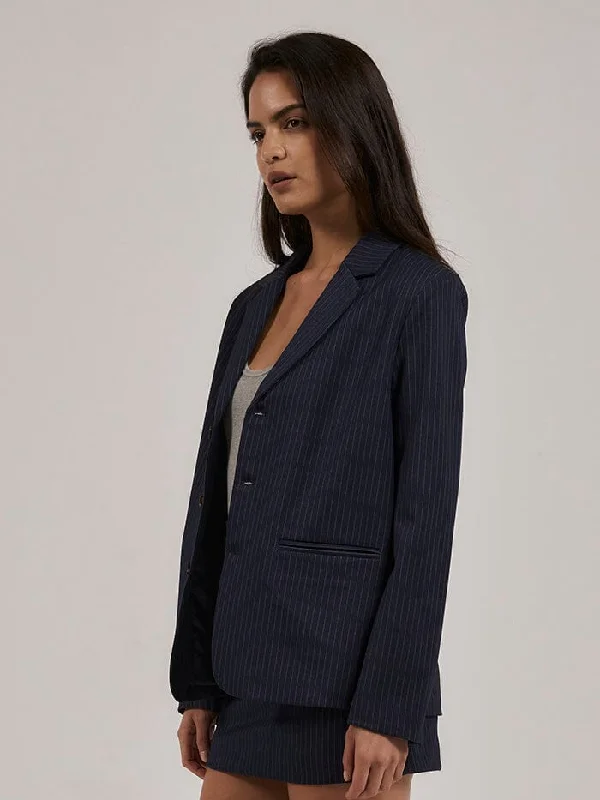 Gabrielle Pinstripe Blazer - Station Navy