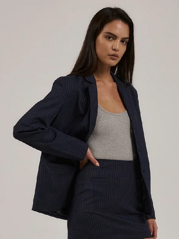 Gabrielle Pinstripe Blazer - Station Navy