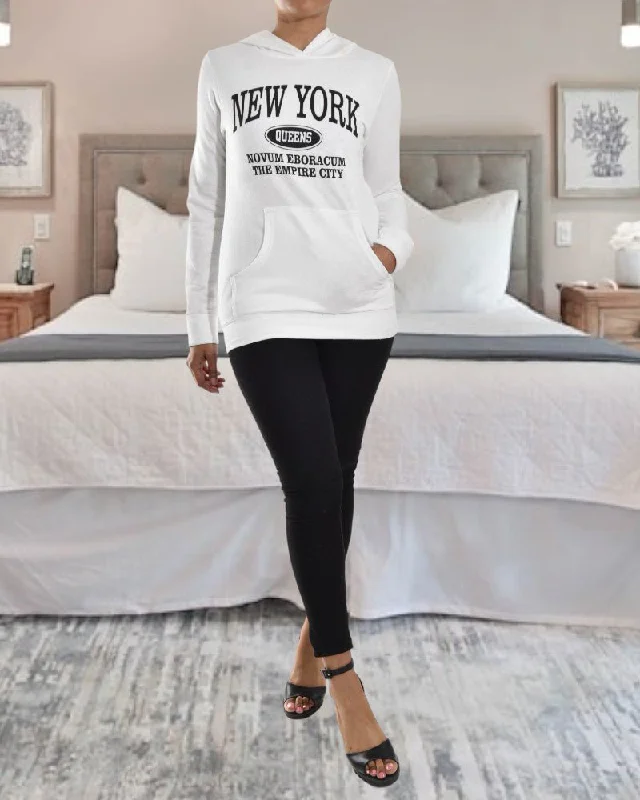 Ladies New York Printed Hoodie