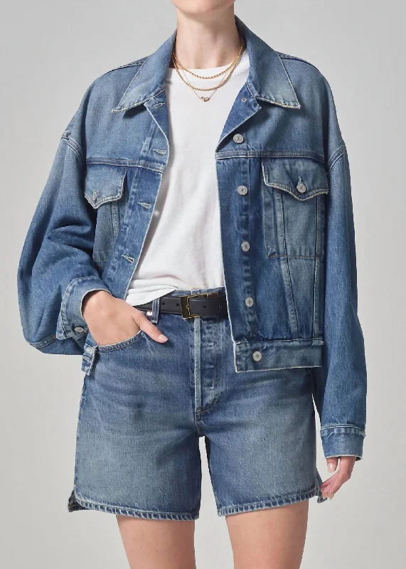 Women's Quira Puff Denim Jacket In Santos