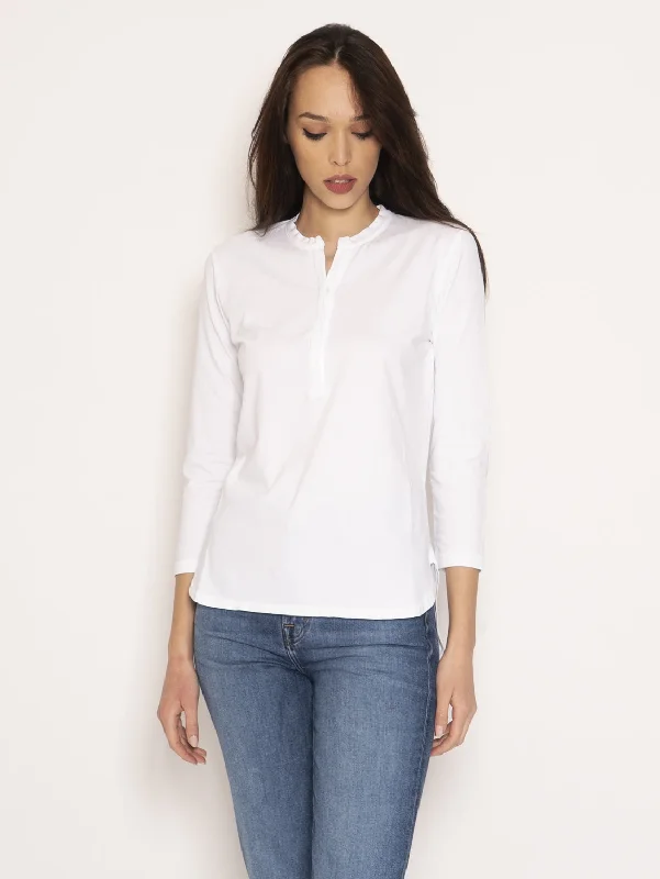 Camicia con Scollo a V Bianco