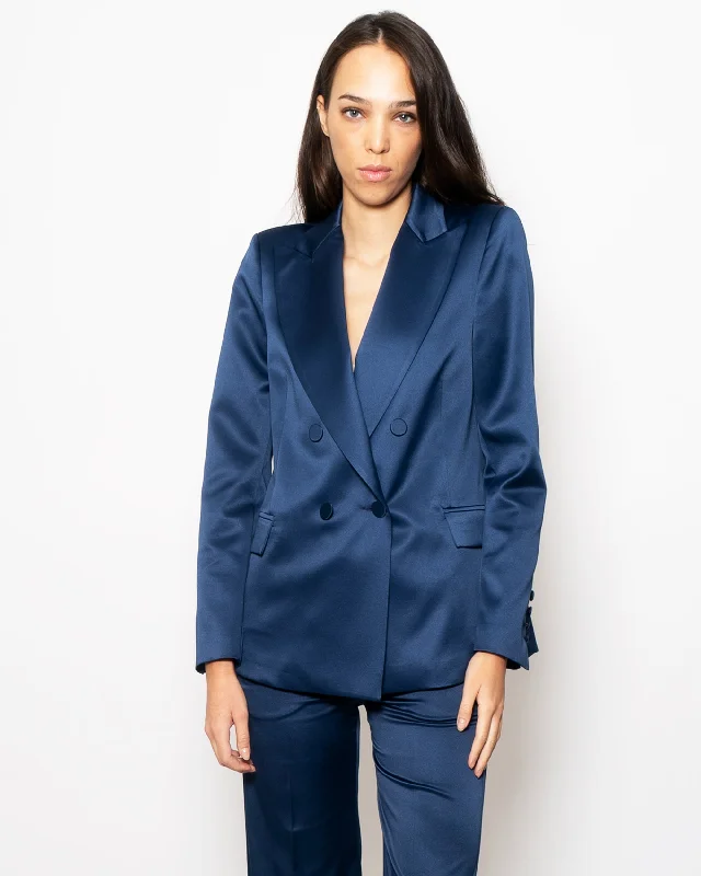 Blazer Doppio Petto in Raso Blu