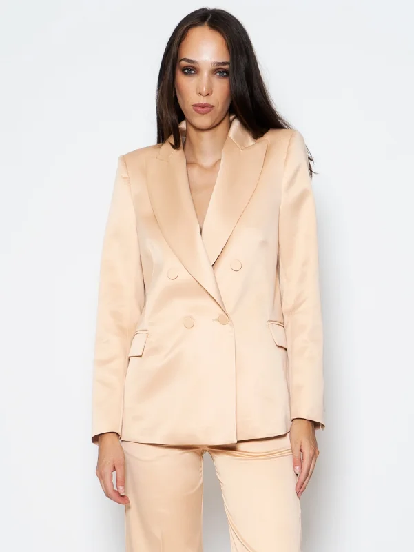 Blazer Doppio Petto in Raso Champagne