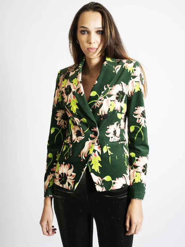 Blazer in Velluto Stampato Bloomy Green