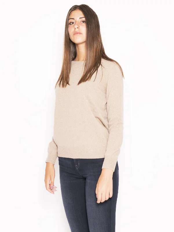 Maglia Girocollo in Lana e Cashmere Beige