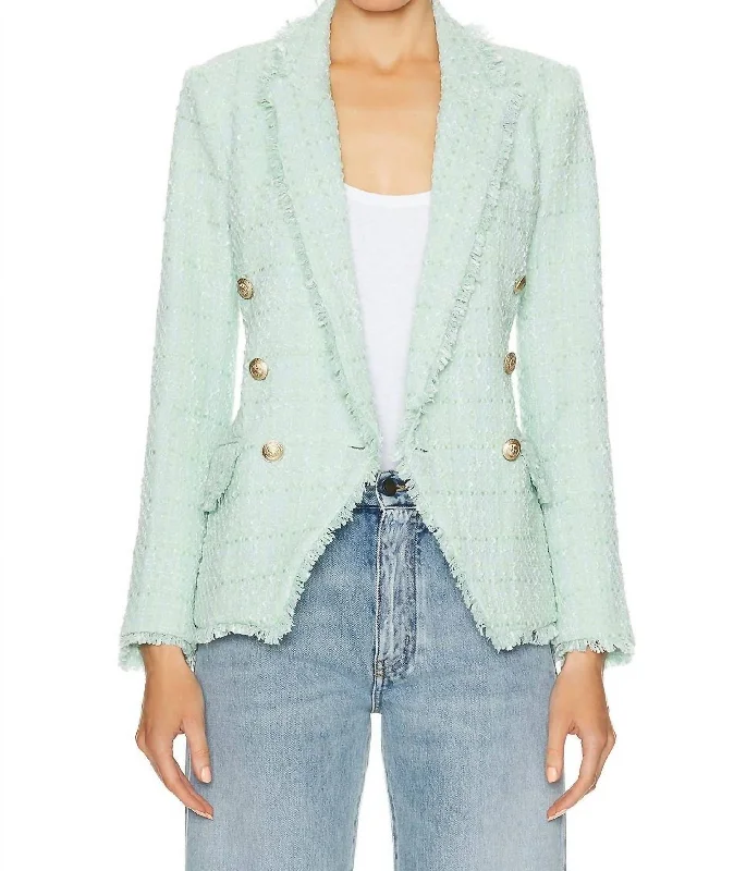 Kenzie Blazer With Fringe In Honeydew