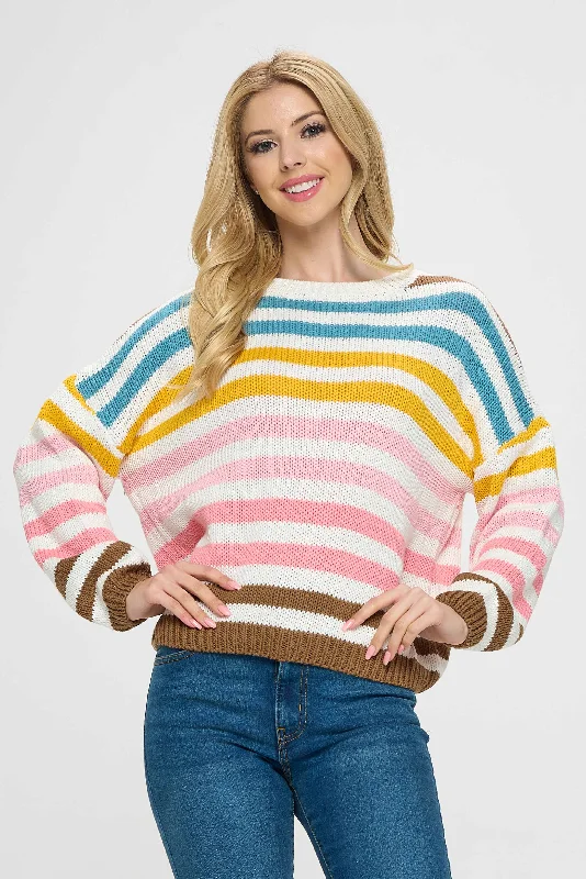 Multicolor Rainbow Short Sweater Top