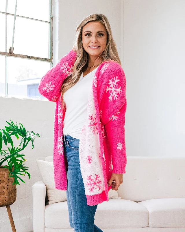 Pink Snowflake Super Soft Blanket Cardigan FINAL SALE