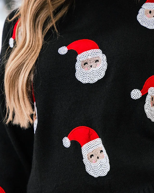 Santa Claus Sequin Black Sweater FINAL SALE