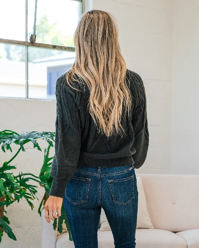 Savannah Cable Knit Sweater - Charcoal FINAL SALE