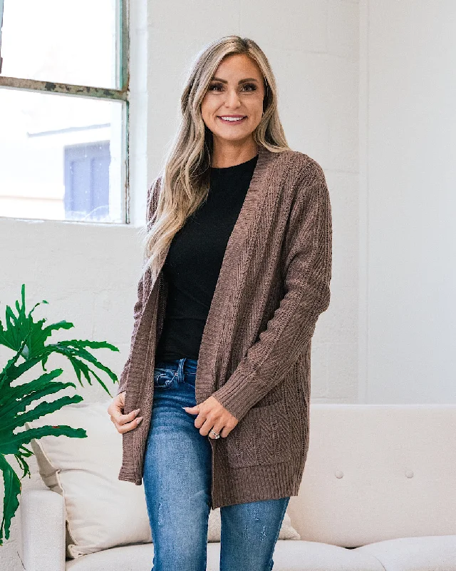 Textured Open Front Cardigan - Cappuccino