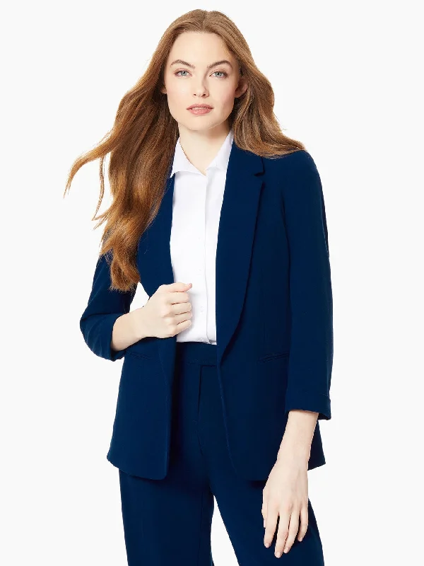 Notch Collar Rolled Cuff Bi-Stretch Blazer