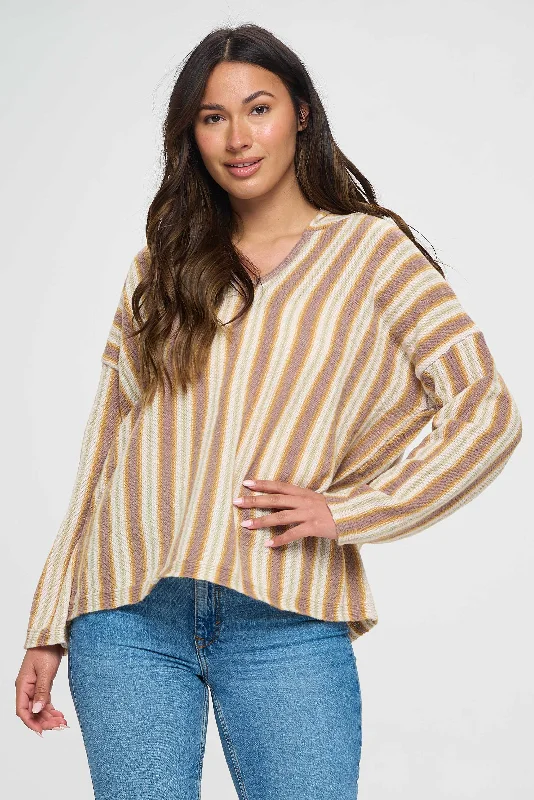 Soft Tone Brown Striped Top