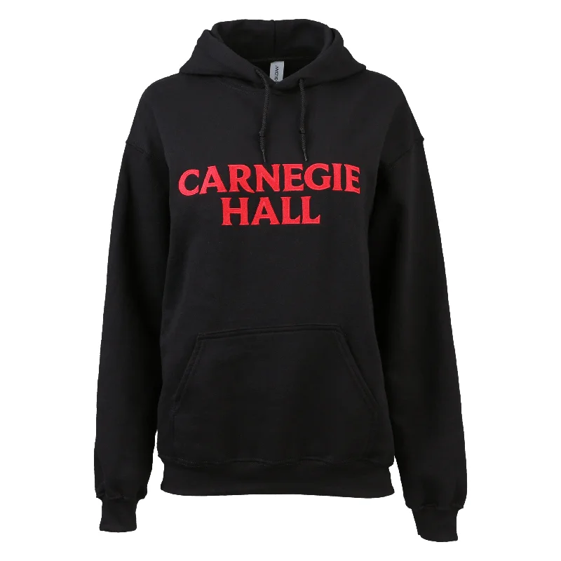 Black Hooded Pullover Sweatshirt (Red Embroidered Logo)