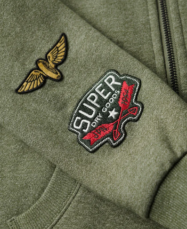 Custom Embellished Zip Hoodie | Hushed Olive Green Grit