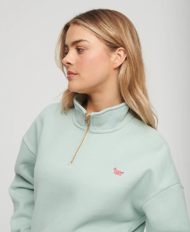 Vintage Logo Embroidered Half Zip Sweatshirt | Sea Green