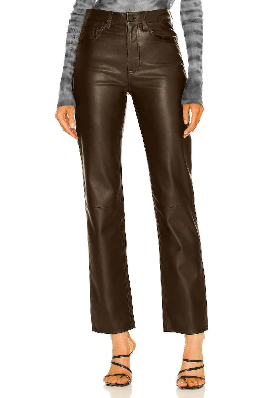 Leather Straight Womens Leather Pants | Cognac