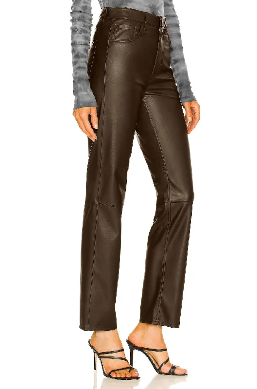 Leather Straight Womens Leather Pants | Cognac