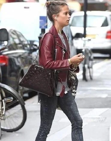 Alicia Vikander Gots tom Lorenzo Leather Jacket