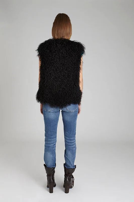 Cassie Black Lamb Fur Vest