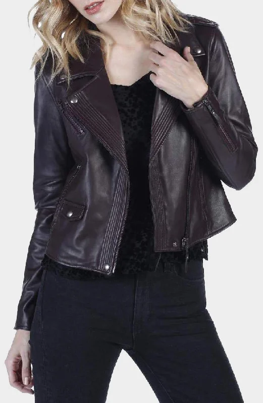 Danette Leather Moto Biker Leather Jacket