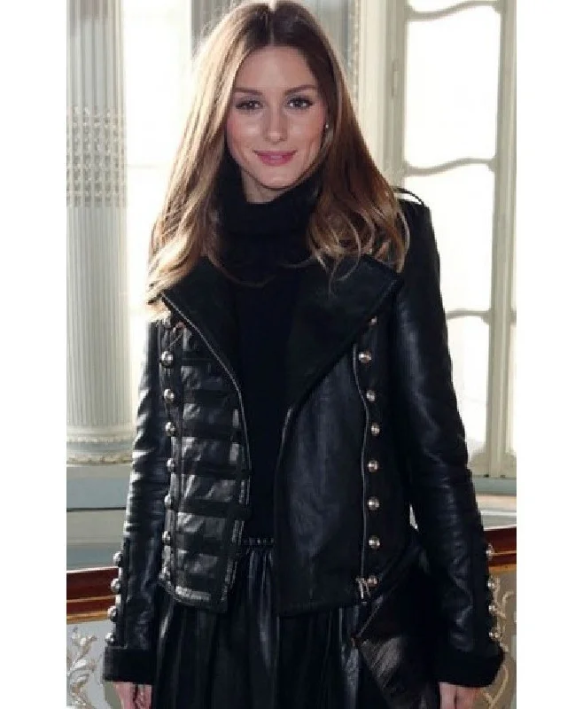 Fairlynx Olivia Palermo Stylish Women Celebrity Real Leather Jacket