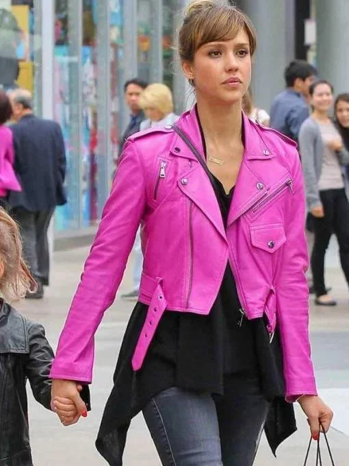 Hot Pink Biker Leather Jacket