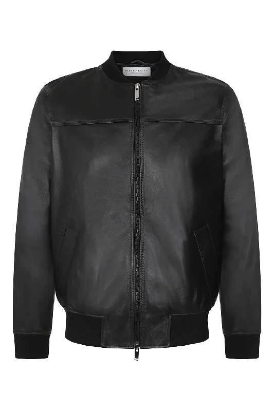 Leather Bomber | Black Gloss Leather