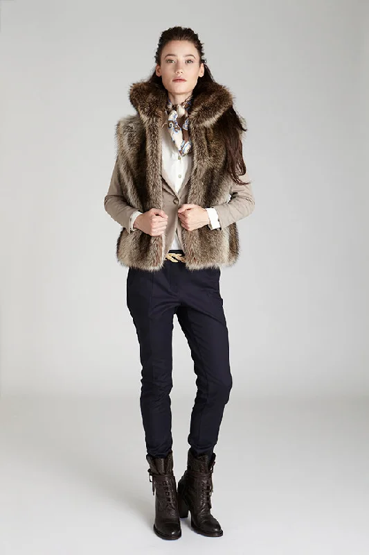 Linden Natural Raccoon Fur Vest