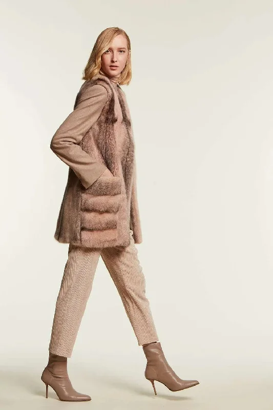 Pink mink vest