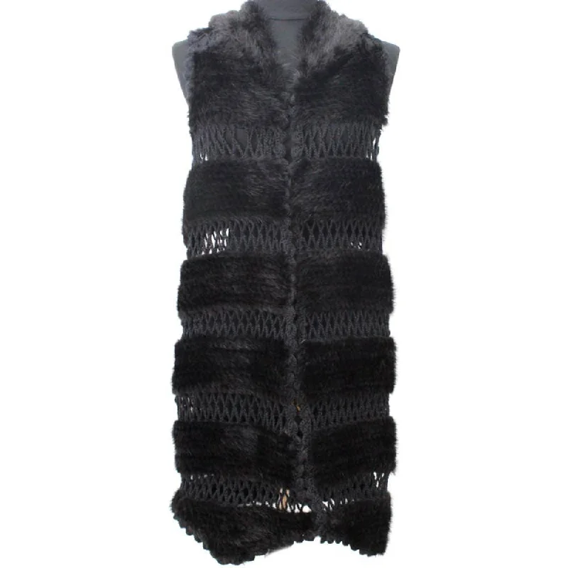 Rabbit Net Vest With Hood-Black