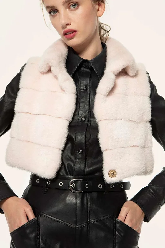 Short pink mink vest