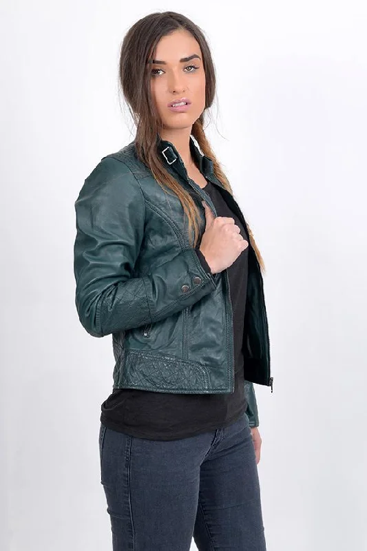 Stylish Women Bomber VOROFY F-L 31 Leather Jacket