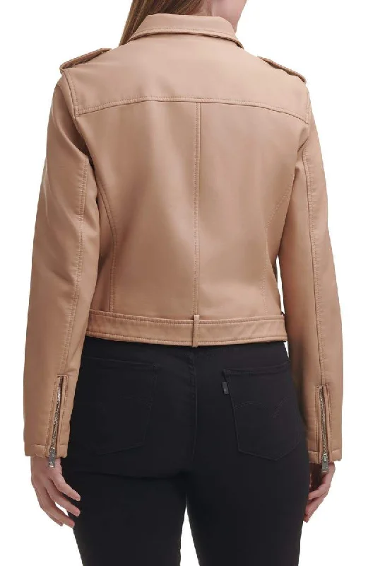 Water Repellent Fashion Belted Moto Biker Jacket