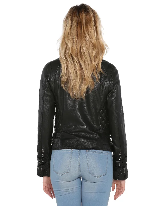 Woman's Biker Black Real Leather Jacket