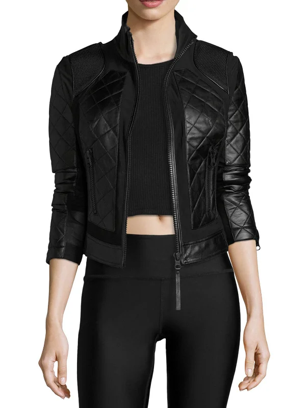 Womens Quilted Moto Leather Jacket