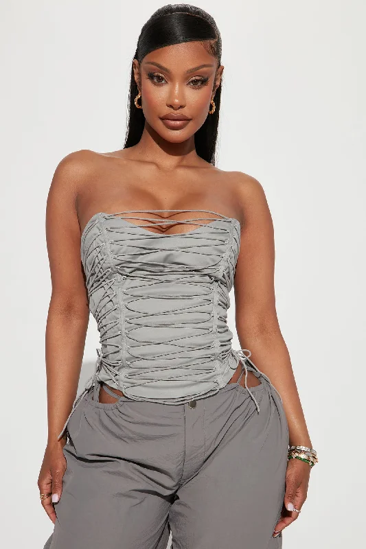 All The Details Corset Top - Grey