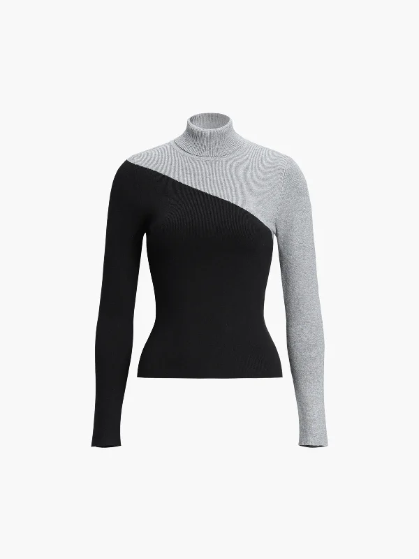 asymmetric-patchwork-long-sleeve-mock-neck-knit-top