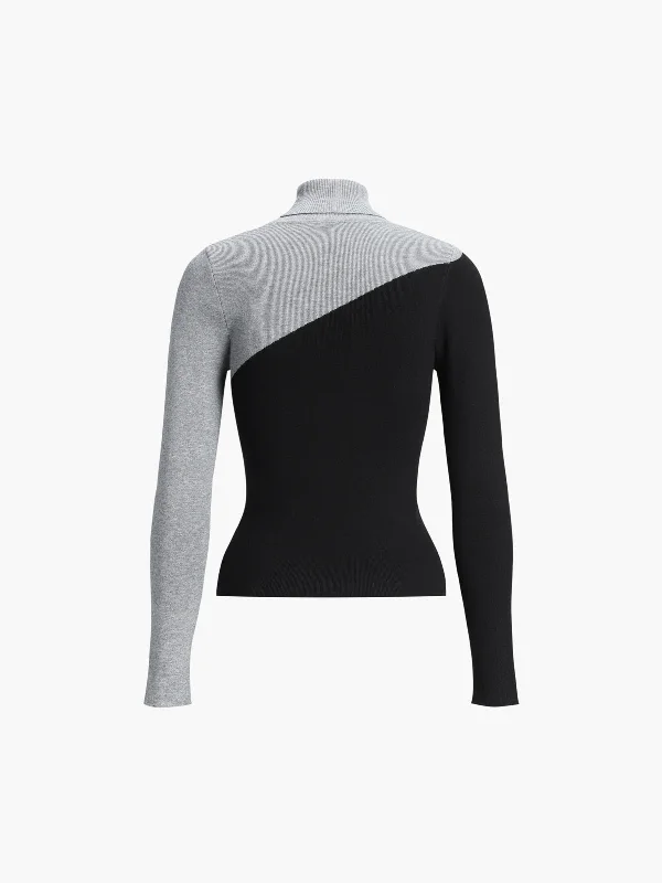 asymmetric-patchwork-long-sleeve-mock-neck-knit-top