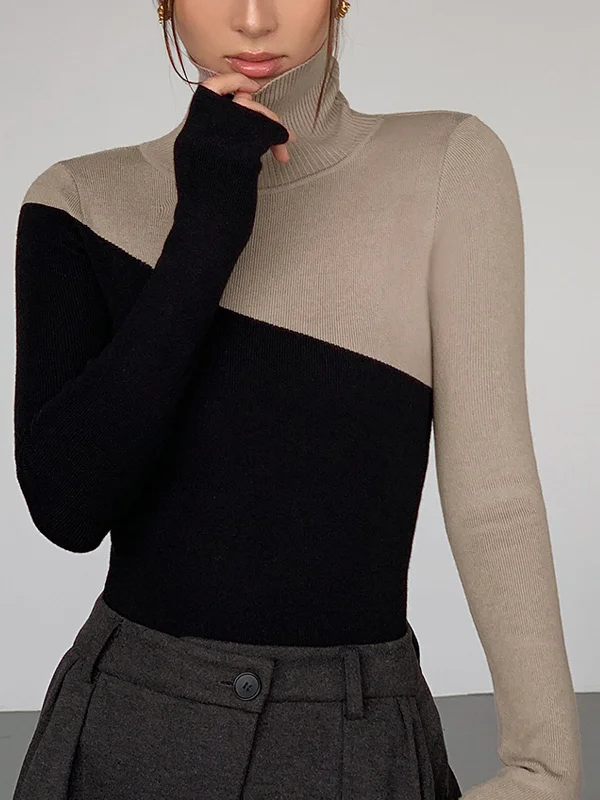 asymmetric-patchwork-long-sleeve-mock-neck-knit-top