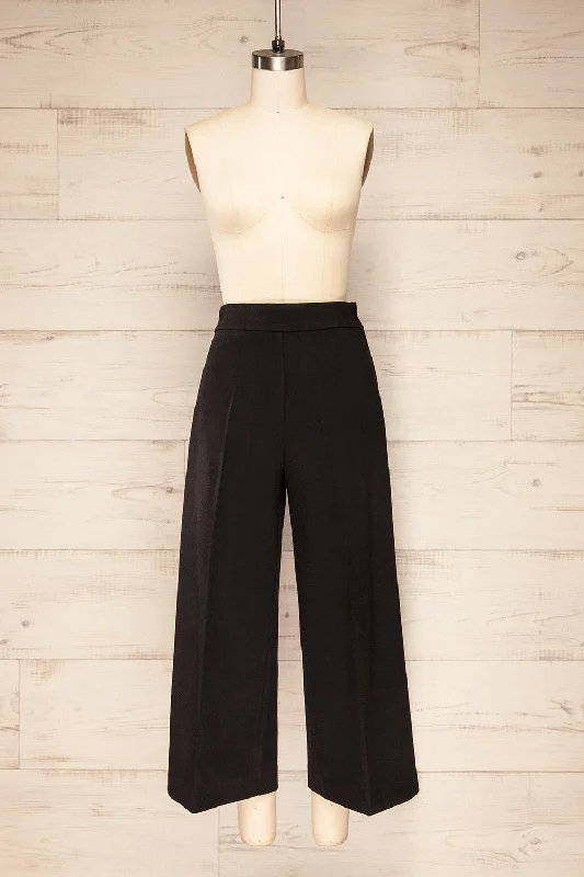 Auckland Black | Felt Wide-Leg Pants