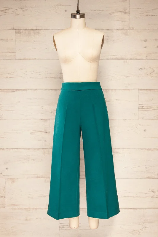 Auckland Teal | Felt Wide-Leg Pants