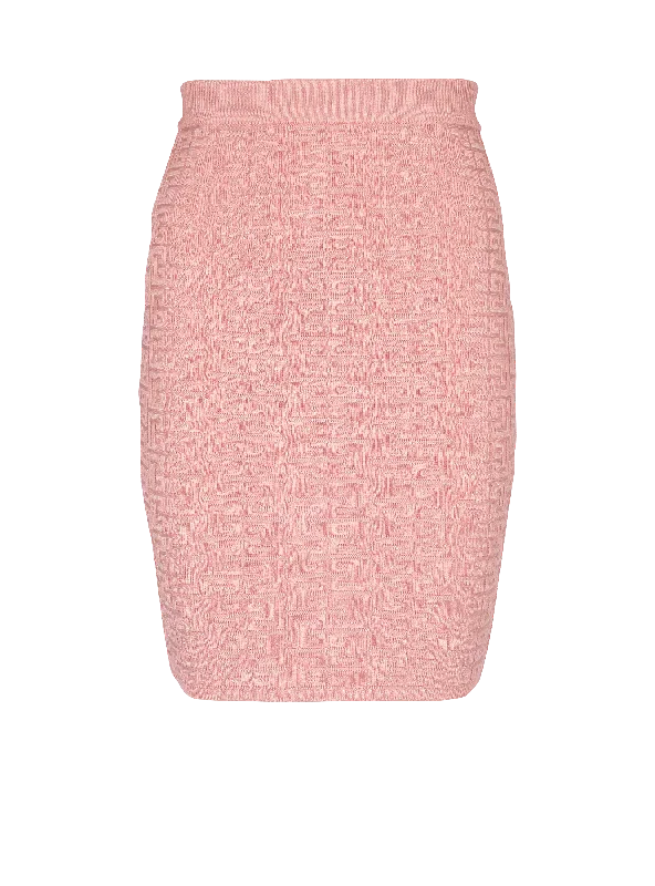 Glittered Monogram Knit Knee Skirt