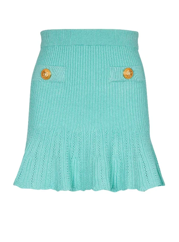 Pleated Knit Flare Short Skirt