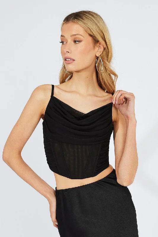 Black Corset Top Crop