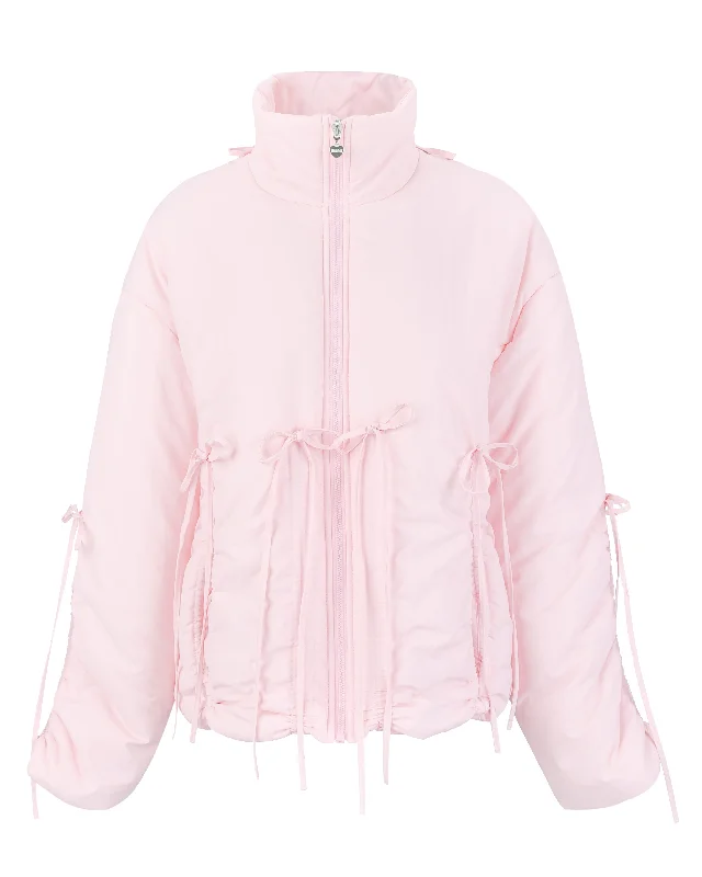 Bow Puffer Jacket - Pink