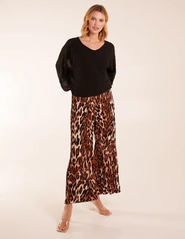 Abstract Cheetah Pleated Trousers