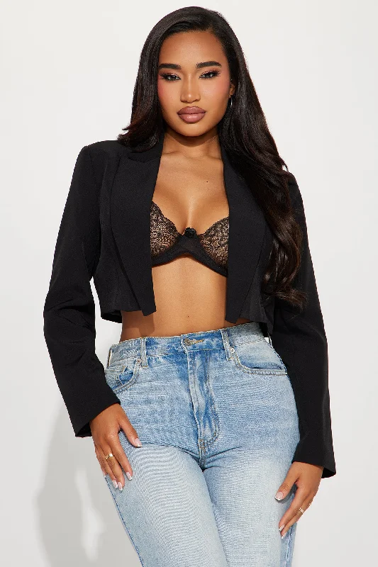 Business Plan Cropped Blazer - Black